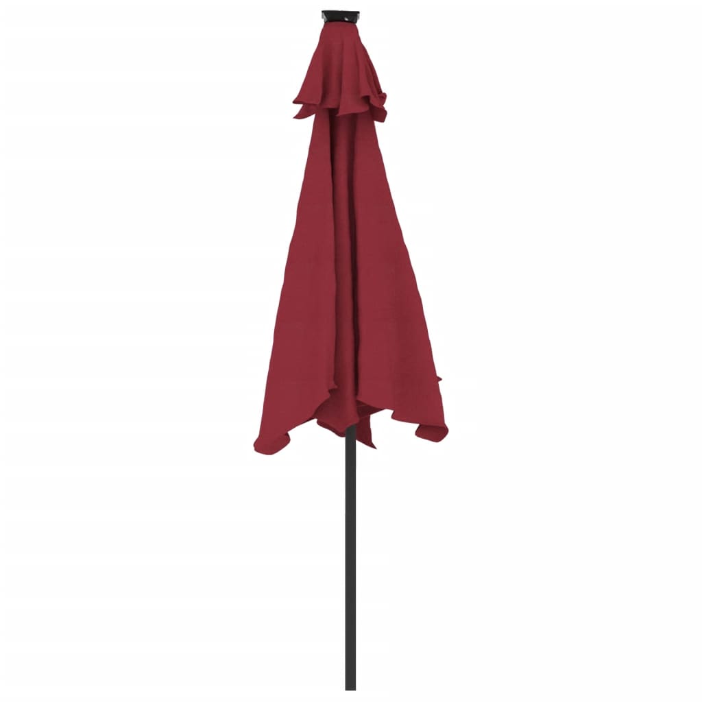 Umbrelă soare de grădină stâlp din oțel/LED roșu 225x225x212cm