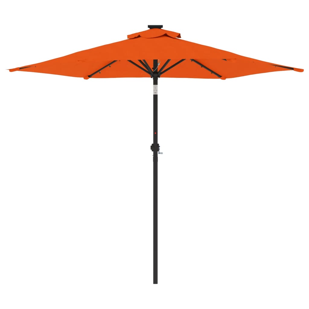 Umbrelă soare grădină stâlp din oțel/LED teracotă 225x225x212cm