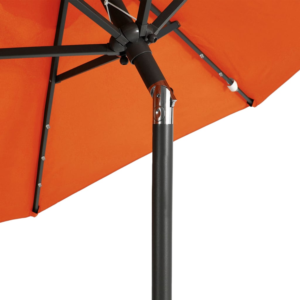 Umbrelă soare grădină stâlp din oțel/LED teracotă 225x225x212cm