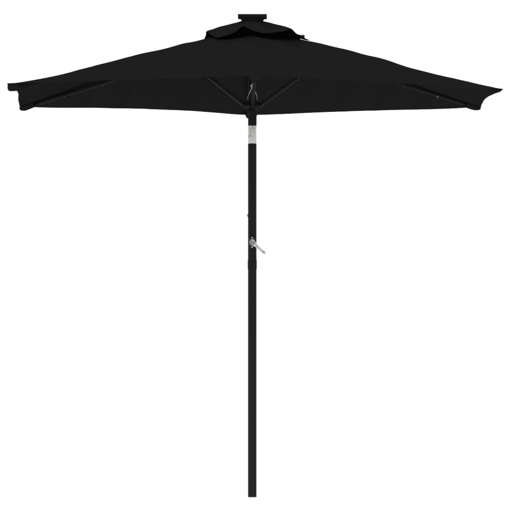 Umbrelă soare de grădină stâlp din oțel/LED negru 225x225x212cm