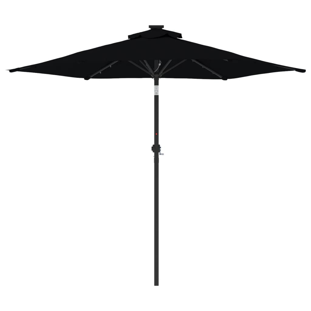 Umbrelă soare de grădină stâlp din oțel/LED negru 225x225x212cm