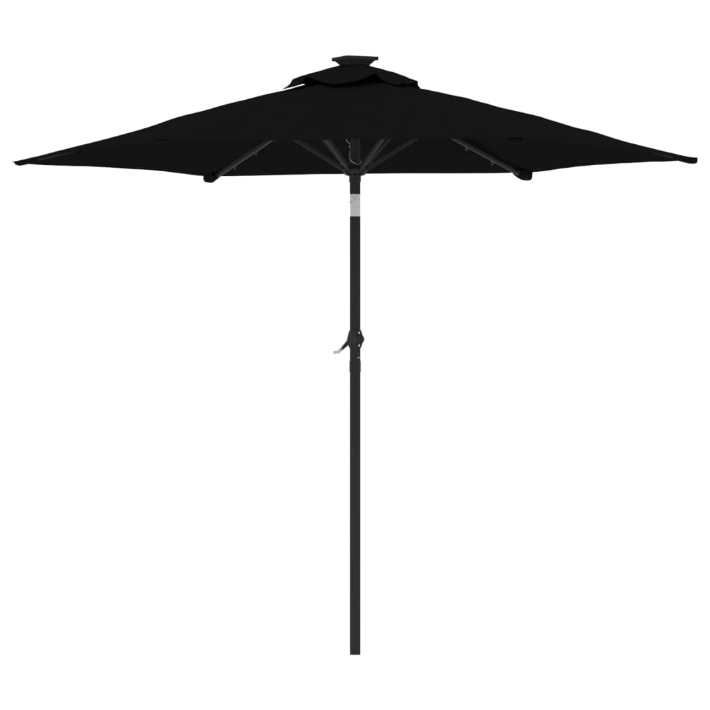 Umbrelă soare de grădină stâlp din oțel/LED negru 225x225x212cm