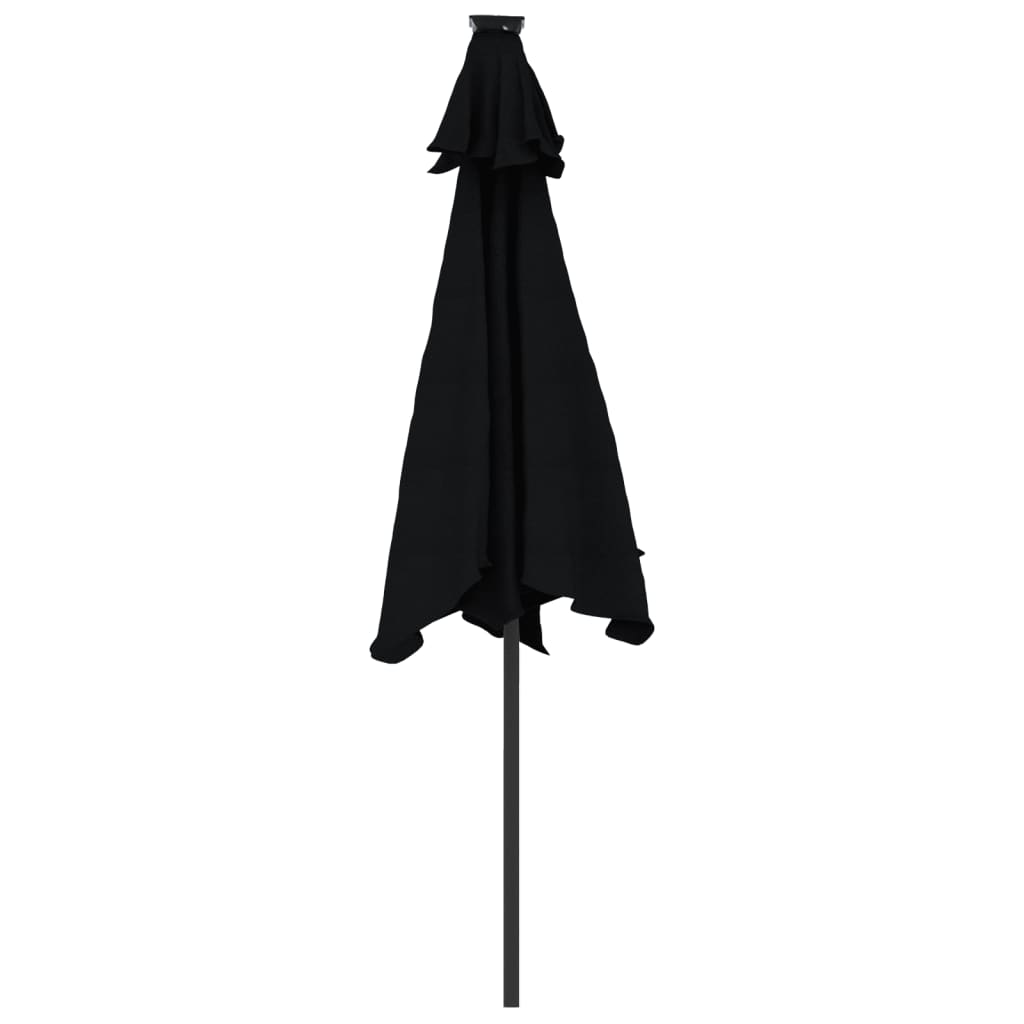 Umbrelă soare de grădină stâlp din oțel/LED negru 225x225x212cm