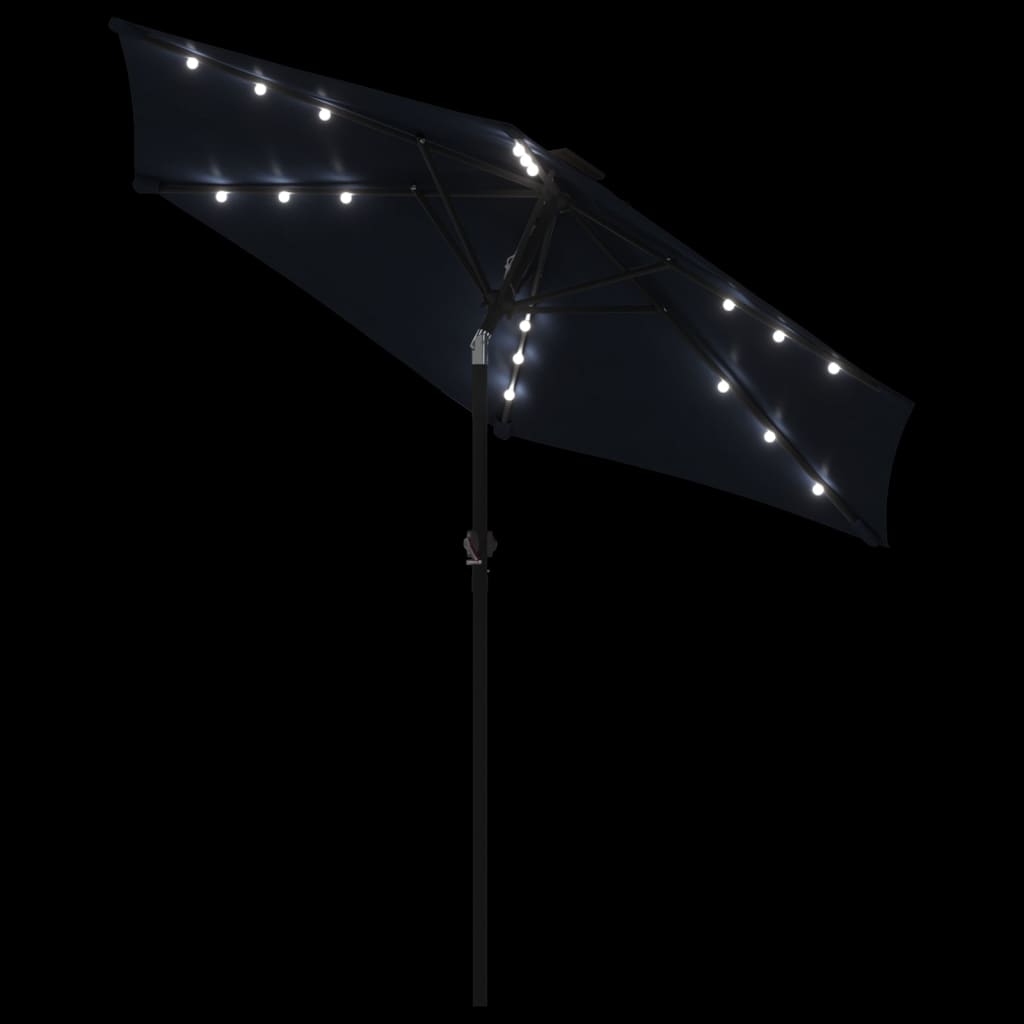 Umbrelă soare de grădină stâlp din oțel/LED negru 225x225x212cm