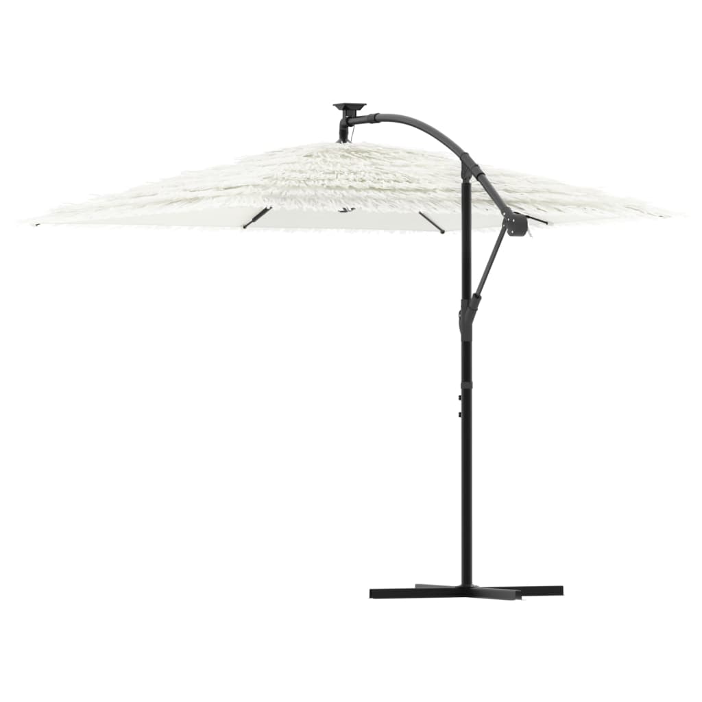 Umbrelă soare de grădină stâlp din oțel, alb 246x246x230cm