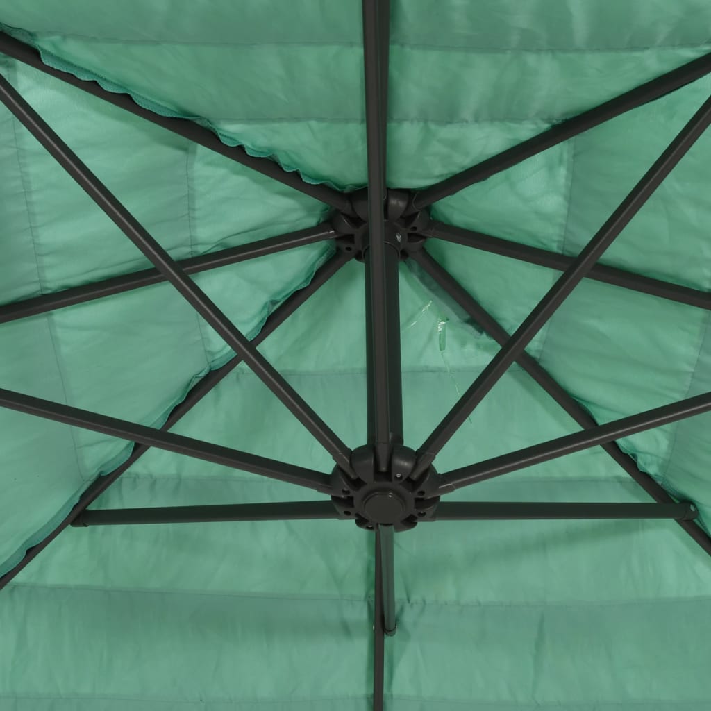 Umbrelă soare de grădină cu stâlp din oțel, verde 269x269x235cm