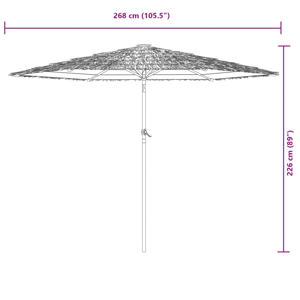 Umbrelă soare de grădină cu stâlp din oțel, maro 268x268x226 cm