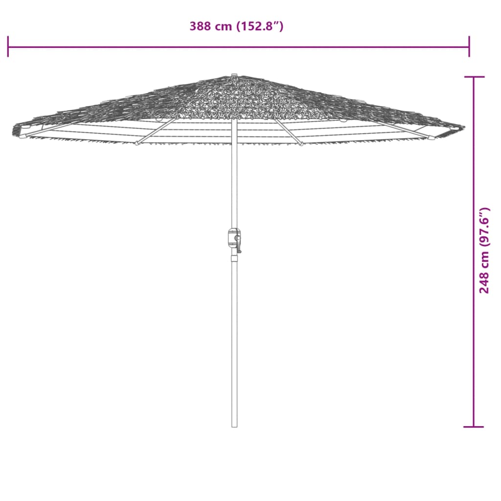 Umbrelă soare de grădină cu stâlp din oțel, maro 388x388x248 cm