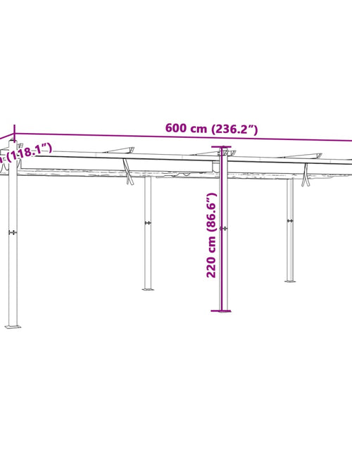 Încărcați imaginea în vizualizatorul Galerie, Foișor de grădină, acoperiș retractabil, crem, 3x6 m, aluminiu
