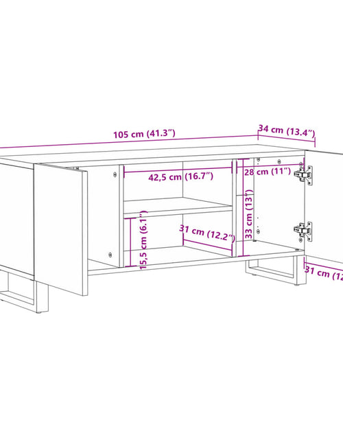 Încărcați imaginea în vizualizatorul Galerie, Dulap TV, 105x34x46 cm, lemn masiv mango brut
