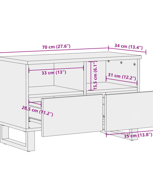 Загрузите изображение в средство просмотра галереи, Dulap TV maro 70x34x46 cm lemn masiv de mango
