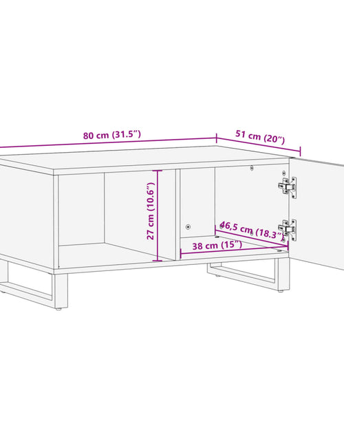 Загрузите изображение в средство просмотра галереи, Măsuță de cafea, 80x51x40 cm, lemn masiv de mango brut
