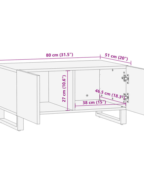 Загрузите изображение в средство просмотра галереи, Măsuță de cafea, 80x51x40 cm, lemn masiv de mango brut
