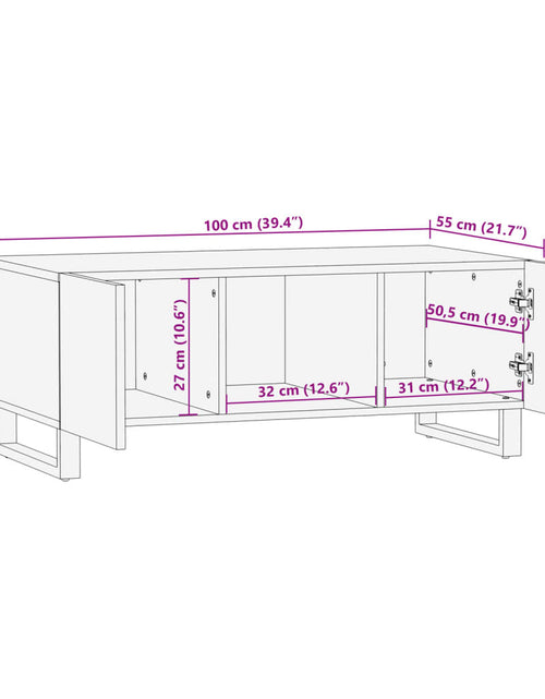 Загрузите изображение в средство просмотра галереи, Măsuță de cafea, 100x55x40 cm, lemn masiv de mango brut
