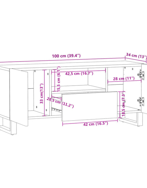 Încărcați imaginea în vizualizatorul Galerie, Dulap TV, 100x34x46 cm, lemn masiv de acacia
