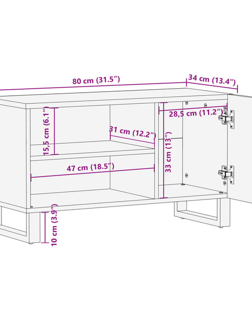 Încărcați imaginea în vizualizatorul Galerie, Dulap TV, 80x34x46 cm, lemn masiv mango brut
