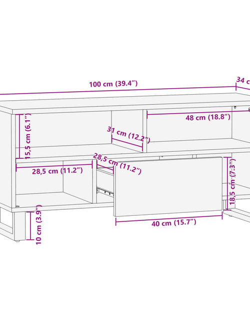 Încărcați imaginea în vizualizatorul Galerie, Dulap TV, 100x34x46 cm, lemn masiv mango brut
