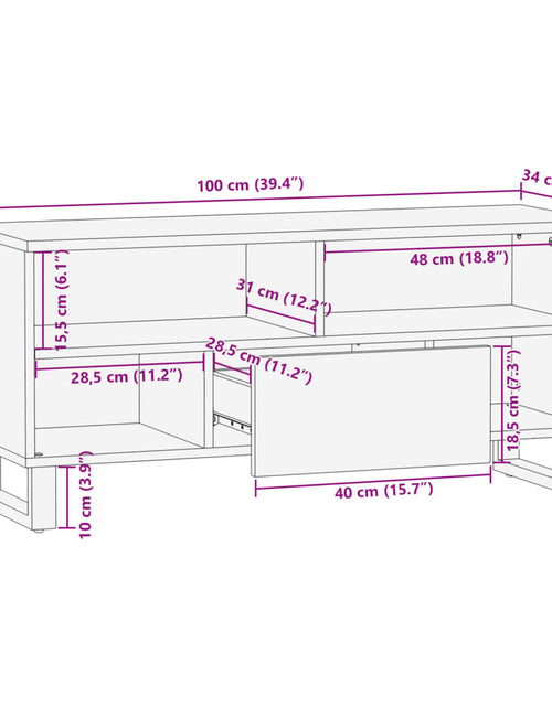 Încărcați imaginea în vizualizatorul Galerie, Dulap TV, 100x34x46 cm, lemn masiv de mango
