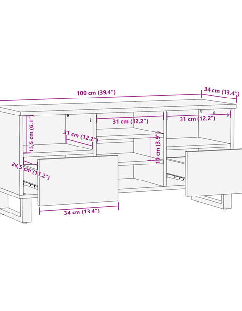 Încărcați imaginea în vizualizatorul Galerie, Dulap TV, 100x34x46 cm, lemn masiv de acacia
