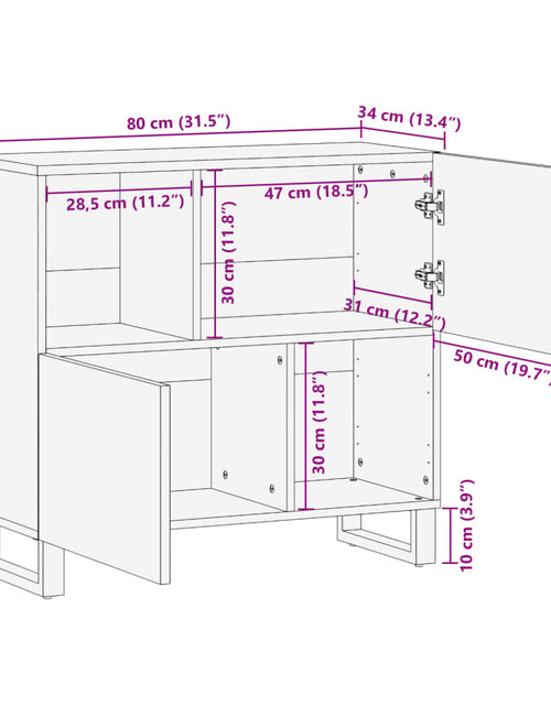 Загрузите изображение в средство просмотра галереи, Dulap, maro, 80x34x75 cm, lemn masiv de mango
