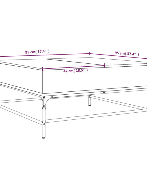 Загрузите изображение в средство просмотра галереи, Măsuță de cafea stejar fumuriu 95x95x45 cm lemn prelucrat/metal
