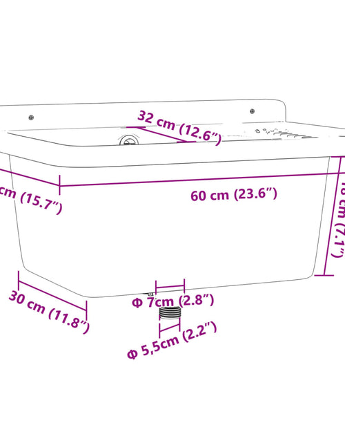 Загрузите изображение в средство просмотра галереи, Chiuvetă lavoar pentru montare pe perete gri 60x40x28 cm rășină
