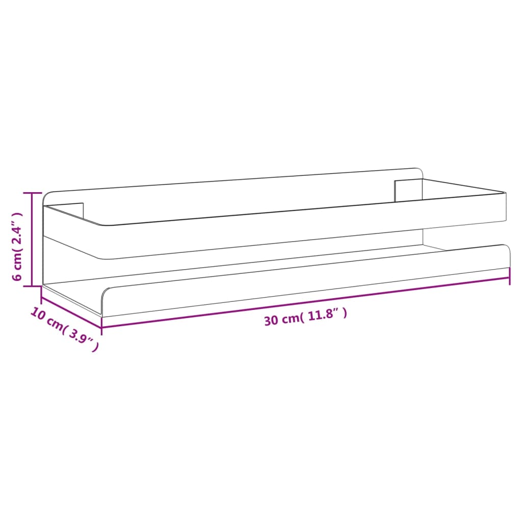 Raft de duș negru mat 30x10x6 cm oțel inoxidabil 304 periat