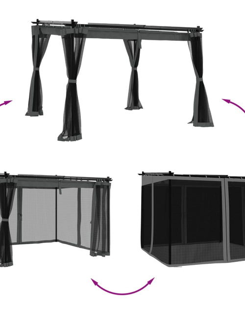 Загрузите изображение в средство просмотра галереи, Foișor cu pereți din plasă, antracit, 3x3 m, oțel
