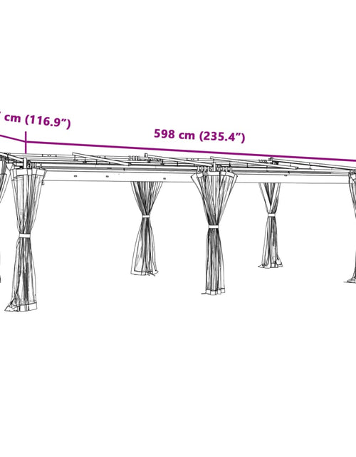 Încărcați imaginea în vizualizatorul Galerie, Foișor cu pereți din plasă, antracit, 6x3 m, oțel
