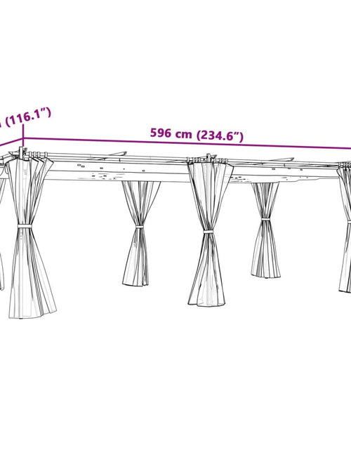 Загрузите изображение в средство просмотра галереи, Pavilion cu draperii, gri taupe, 6x3 m, oțel
