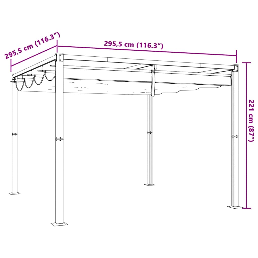 Foișor de grădină cu acoperiș retractabil crem 3x3 m oțel