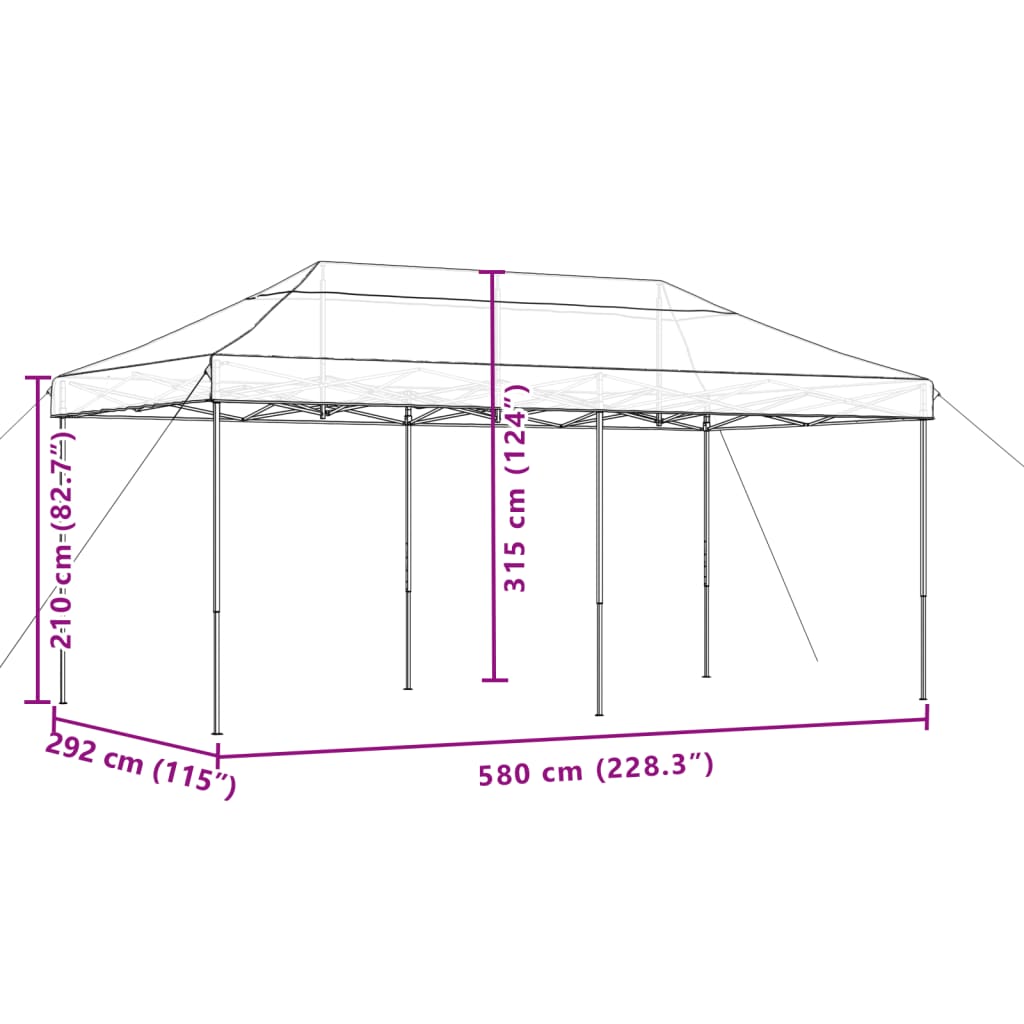 Cort de petrecere pliabil Pop-Up, portocaliu, 580x292x315 cm