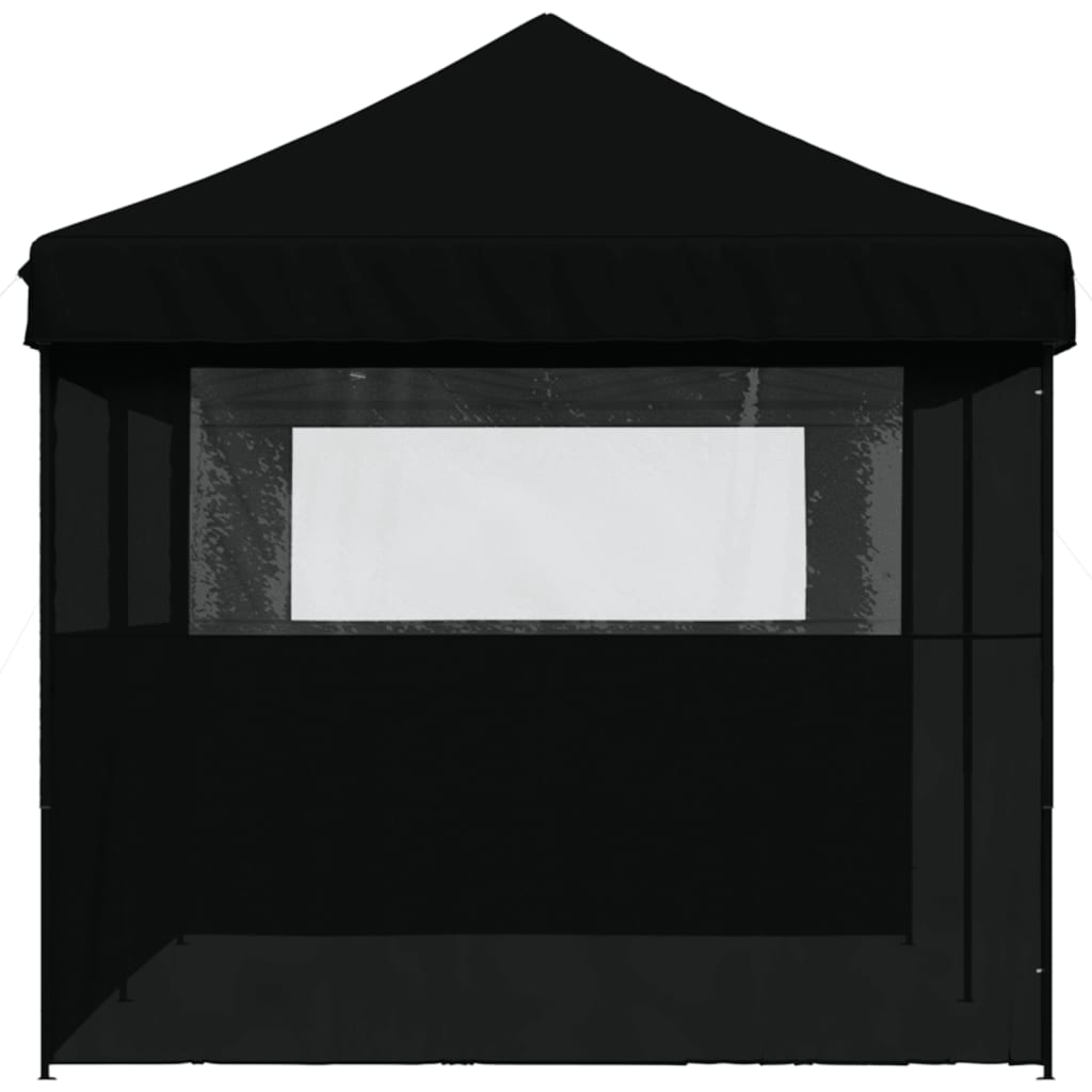 Cort pliabil pentru petreceri cu 3 pereți laterali, negru