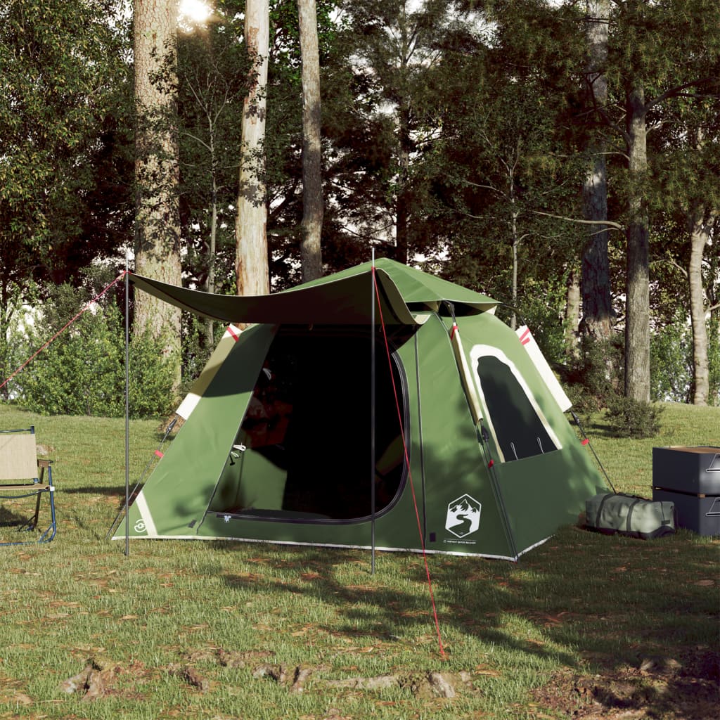 Cort de camping cupolă 4 persoane, setare rapidă, verde