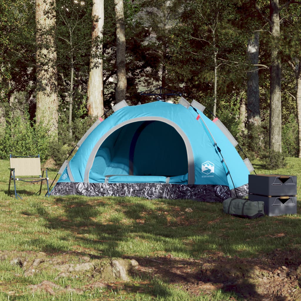 Cort de camping pentru 4 persoane, setare rapidă, albastru