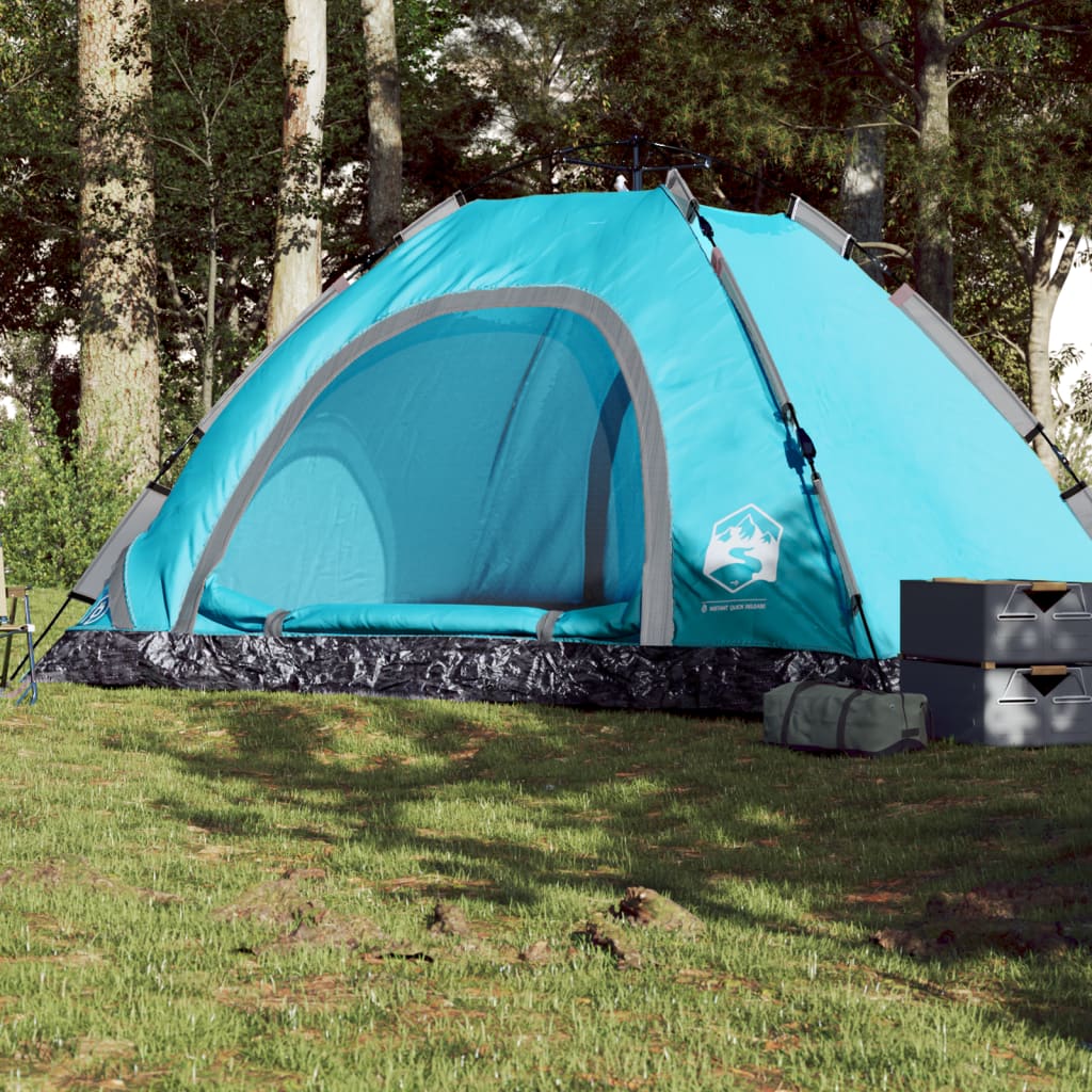 Cort de camping pentru 5 persoane, eliberare rapidă, albastru