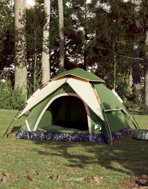 Загрузите изображение в средство просмотра галереи, Cort de camping cupolă 3 persoane, setare rapidă, verde
