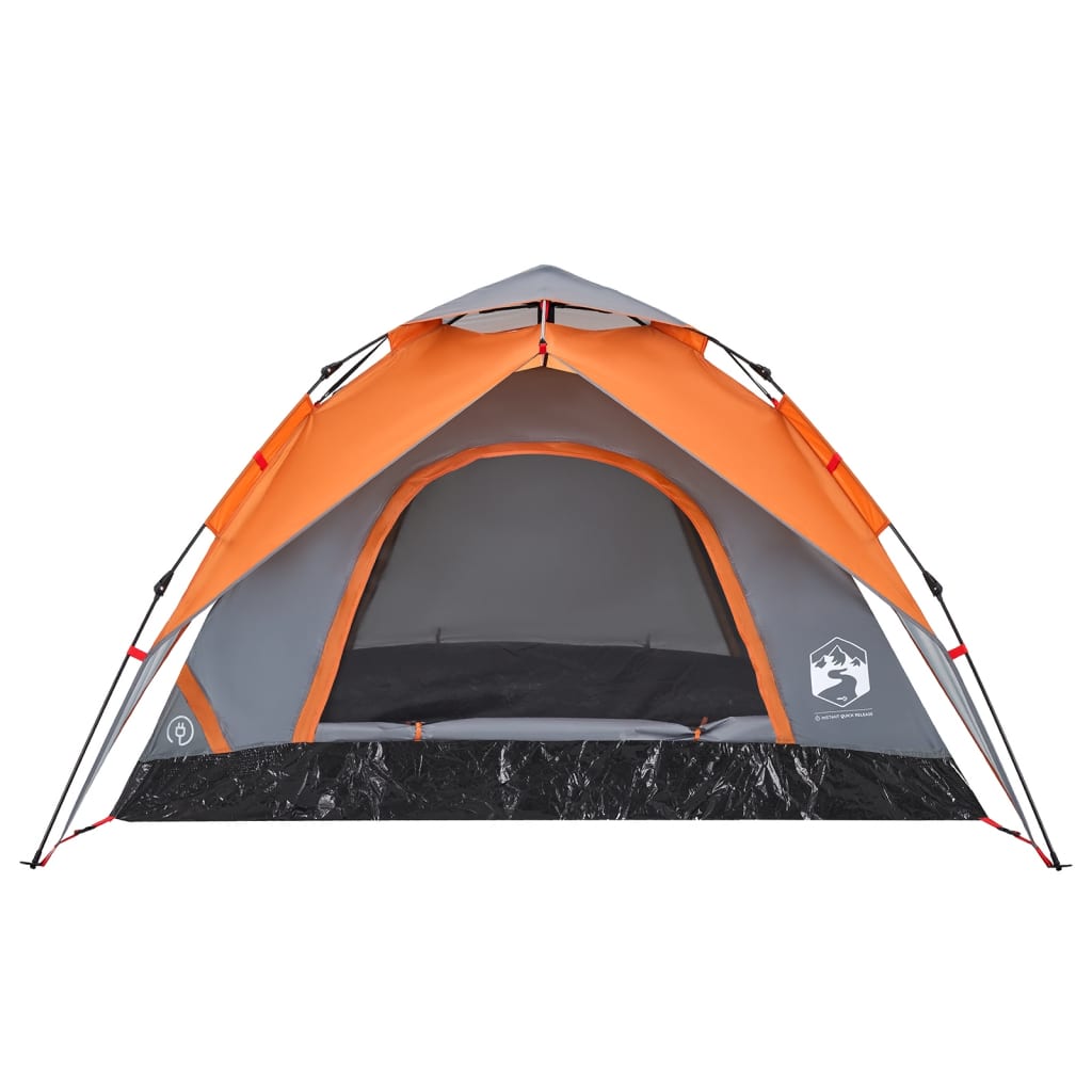 Cort camping cupolă 5 persoane, gri/portocaliu, setare rapidă