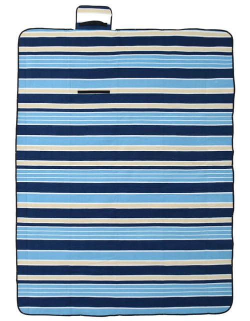 Încărcați imaginea în vizualizatorul Galerie, Pătură picnic pliabilă, dungi albastre alb, 200x150 cm catifea
