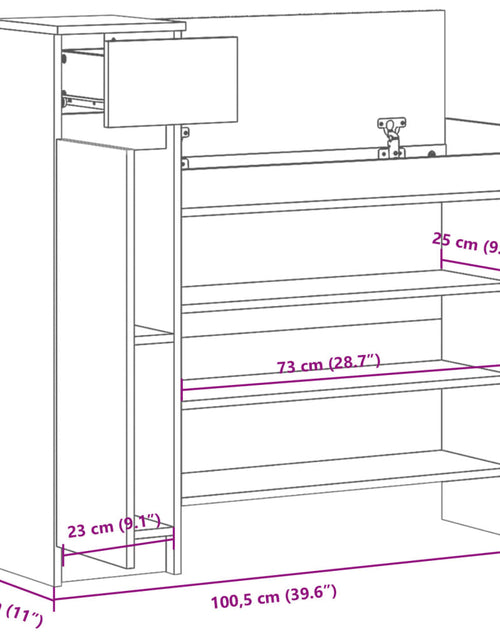Încărcați imaginea în vizualizatorul Galerie, Pantofar, stejar maro, 100,5x28x100 cm, lemn compozit
