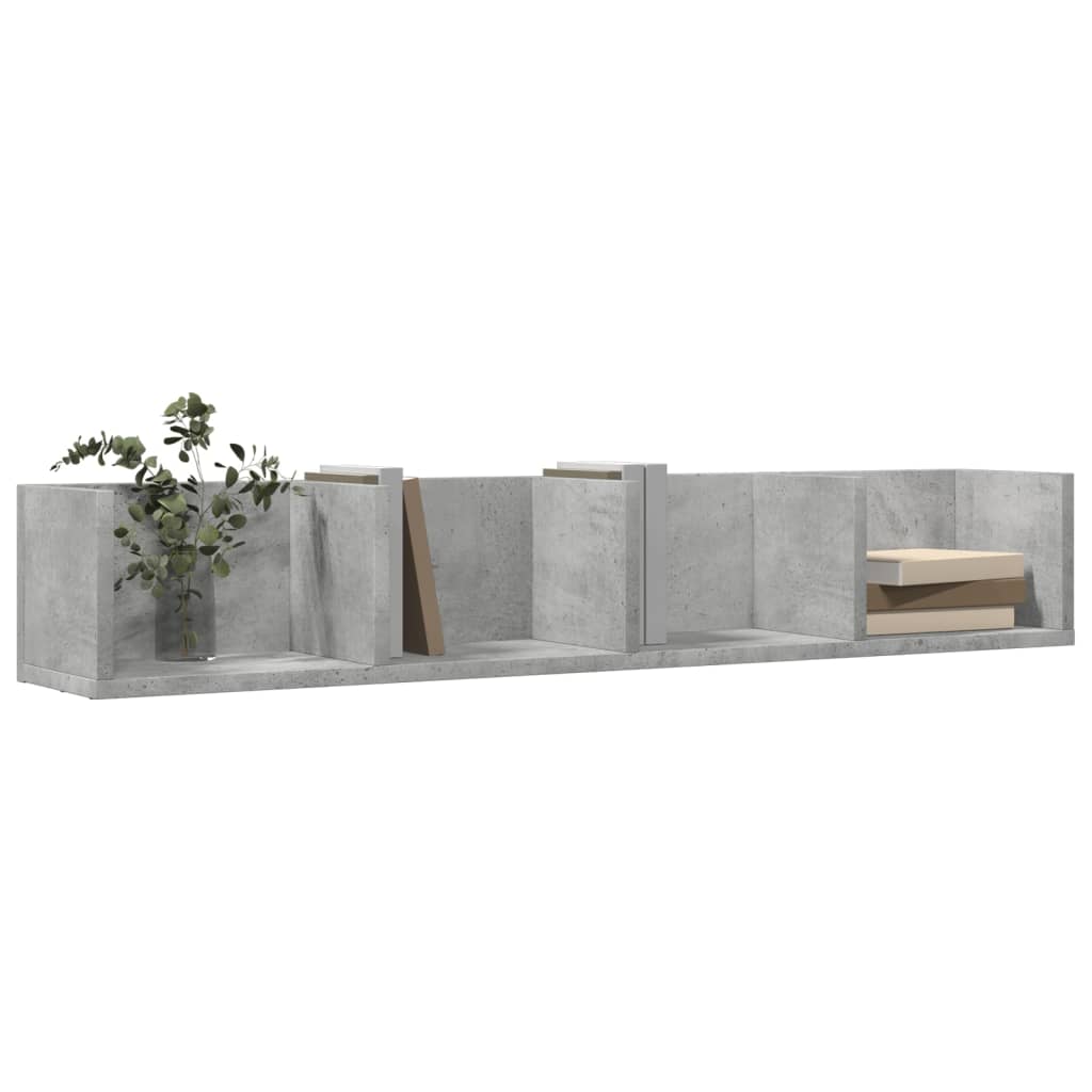 Dulapuri de perete 2 buc. gri beton 99x18x16,5cm lemn prelucrat