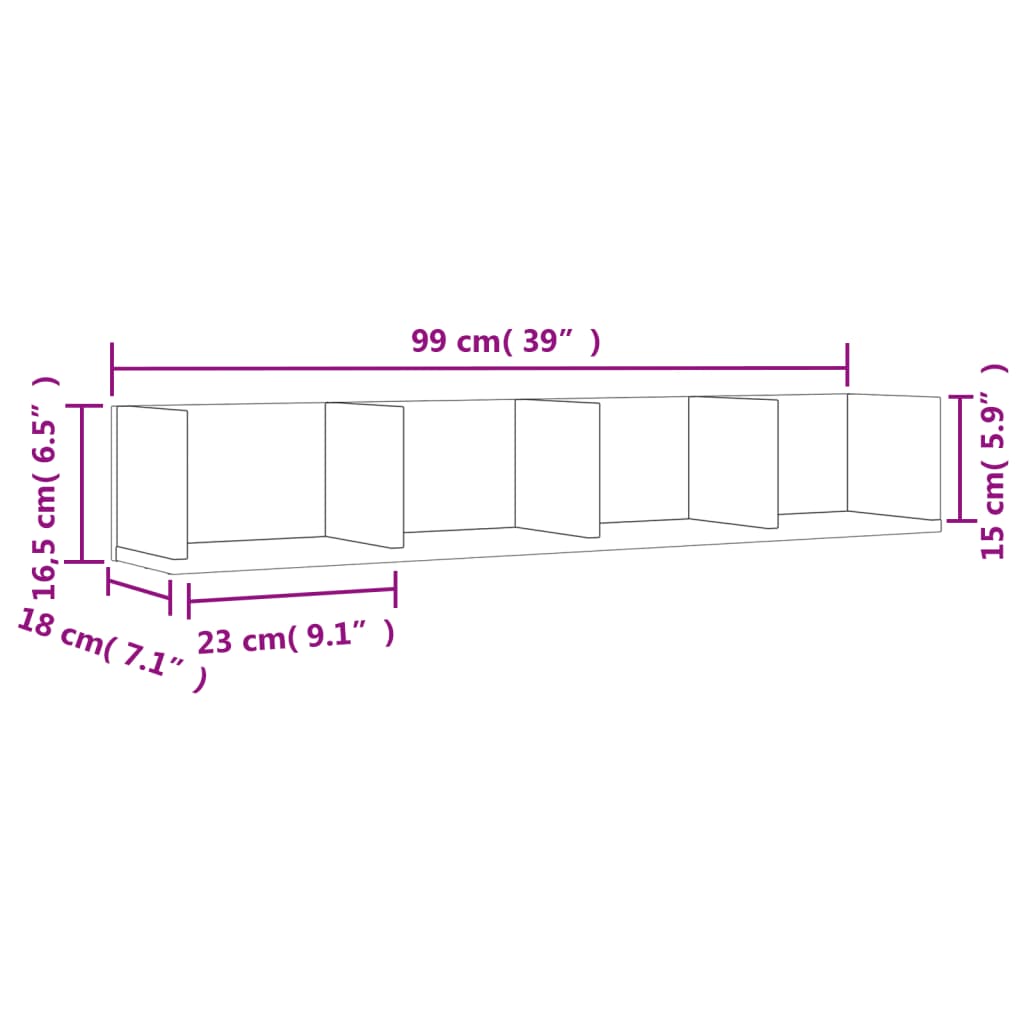 Dulapuri de perete 2 buc. gri beton 99x18x16,5cm lemn prelucrat