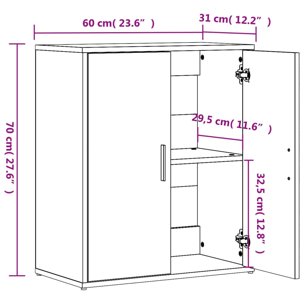 Dulap, alb, 60x31x70 cm, lemn prelucrat