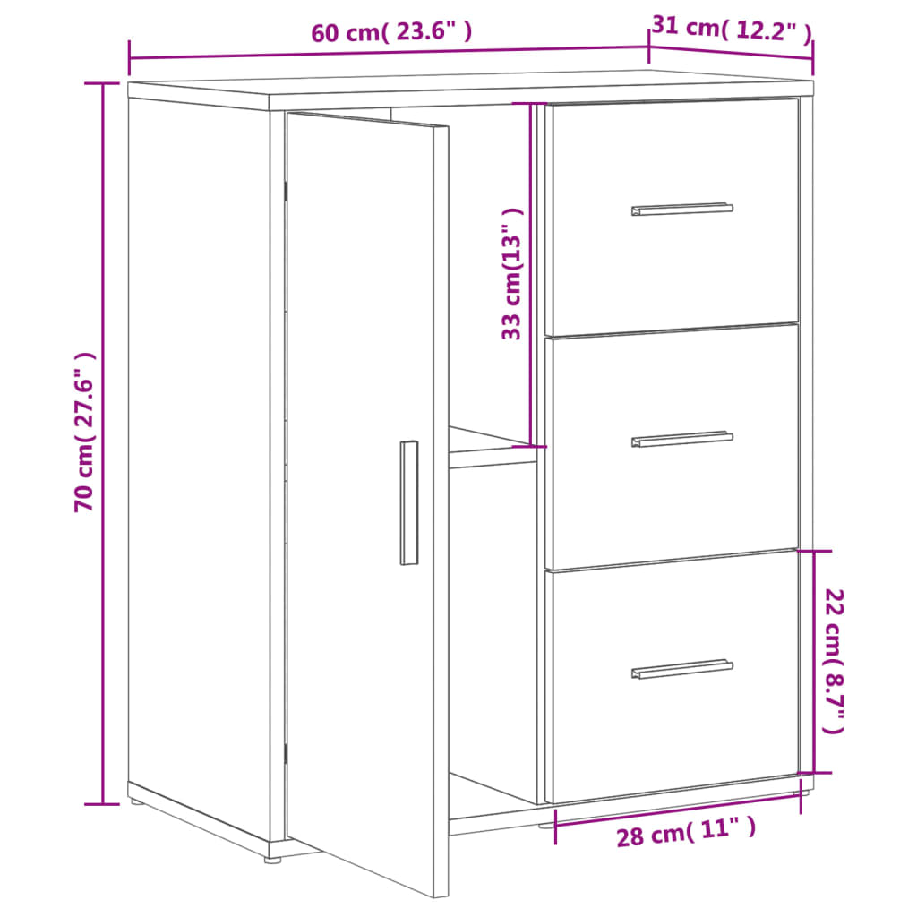 Dulap, stejar sonoma, 60x31x70 cm, lemn prelucrat