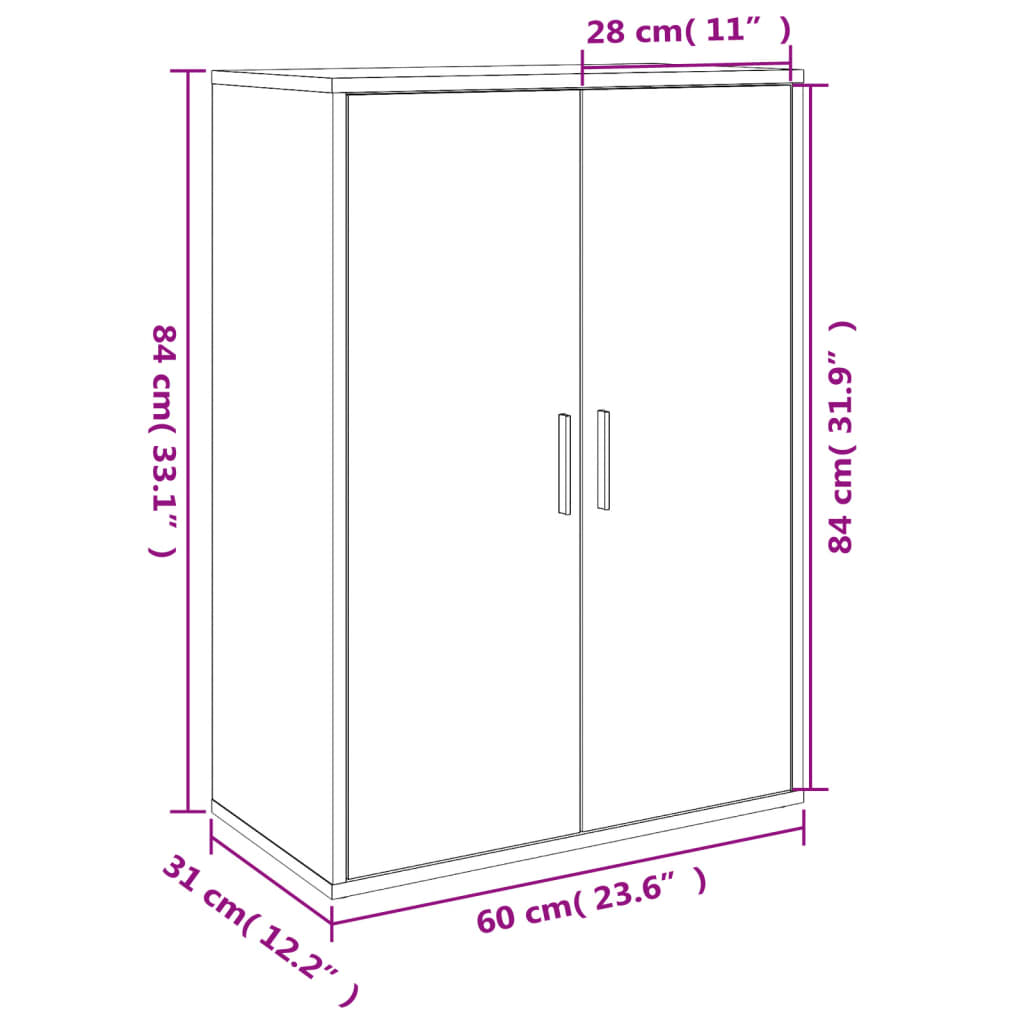 Dulap, negru, 60x31x84 cm, lemn prelucrat