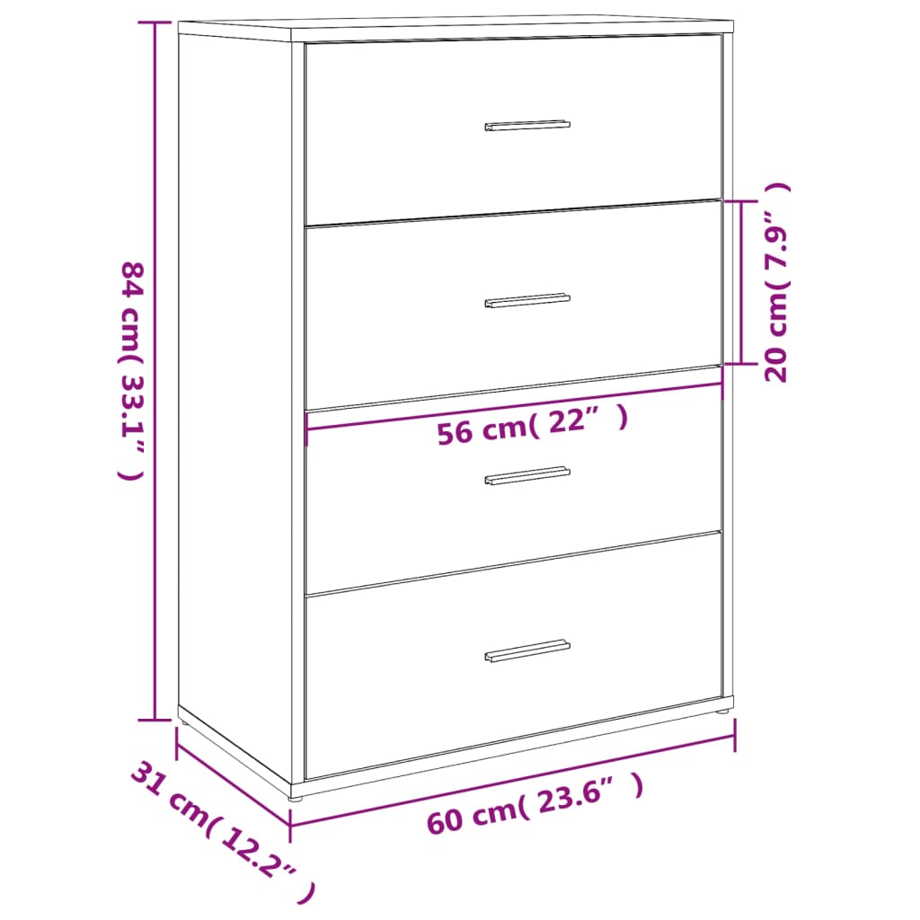 Dulap, gri sonoma, 60x31x84 cm, lemn prelucrat