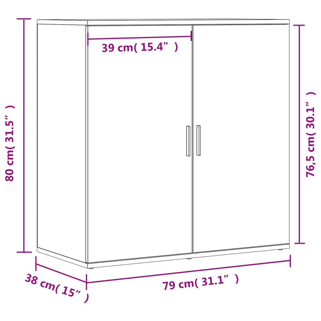 Servantă, gri beton, 79x38x80 cm, lemn compozit