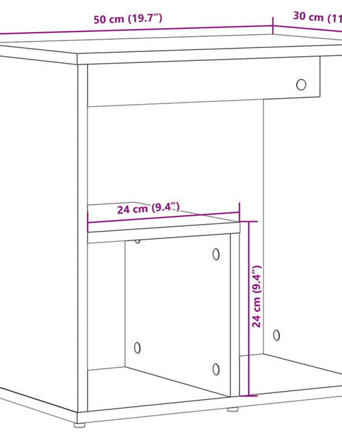 Загрузите изображение в средство просмотра галереи, Masă laterală, stejar fumuriu, 50x30x50 cm, lemn compozit
