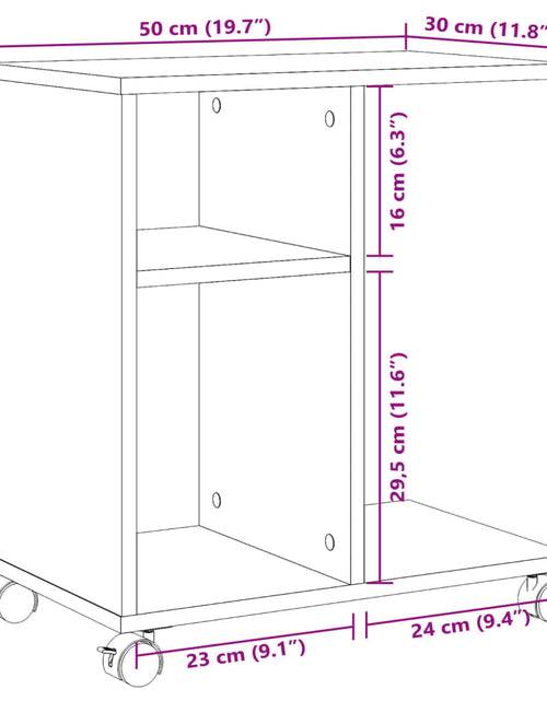 Загрузите изображение в средство просмотра галереи, Masă laterală cu roți, negru, 50x30x55 cm, lemn prelucrat
