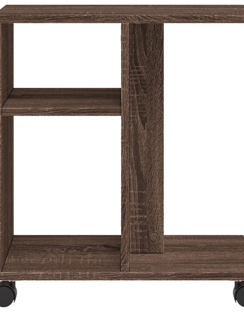 Încărcați imaginea în vizualizatorul Galerie, Masă laterală cu roți stejar maro 50x30x55 cm lemn compozit
